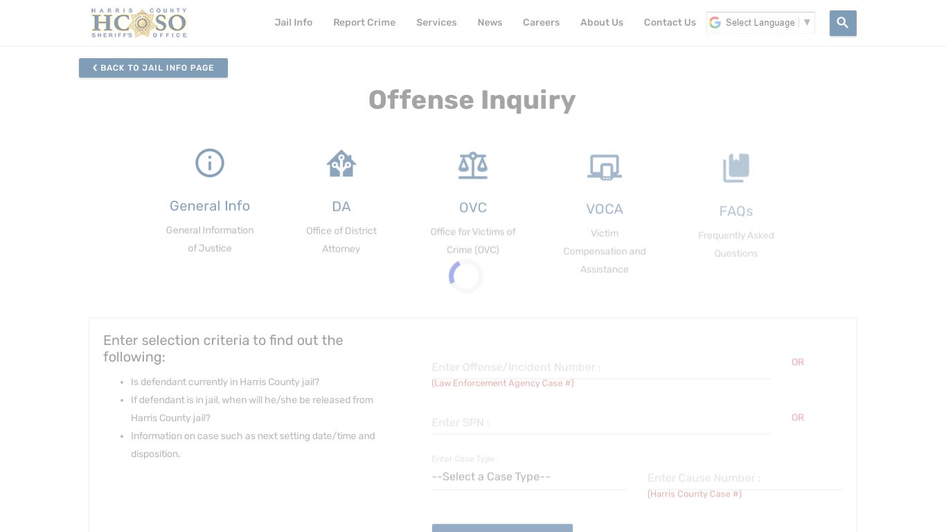 Offense Inquiry - Harris County Sheriff's Office